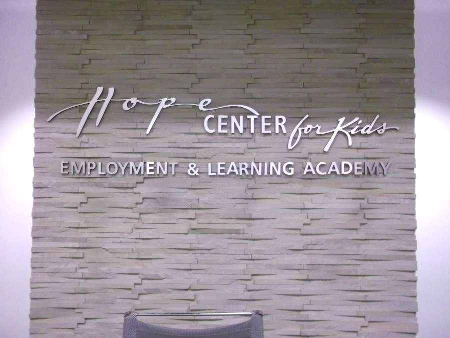 Interior flat cut out letters for the Hope Center for Kids